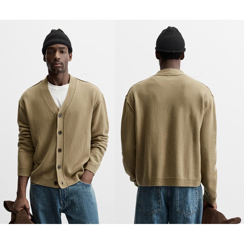NEW ZARA long merino wool knit cardigan 2893 size L